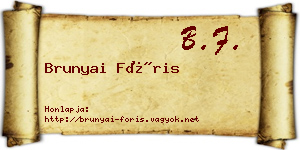 Brunyai Fóris névjegykártya